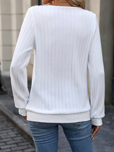 Sally - Stylish Ribbed V-Neck Long Sleeve