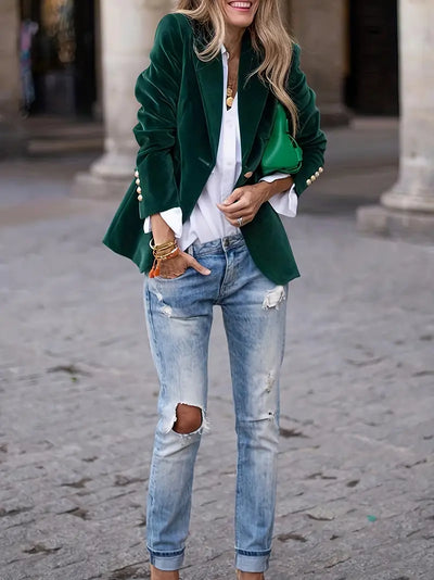 Isabella™ | Elegant velvet blazer