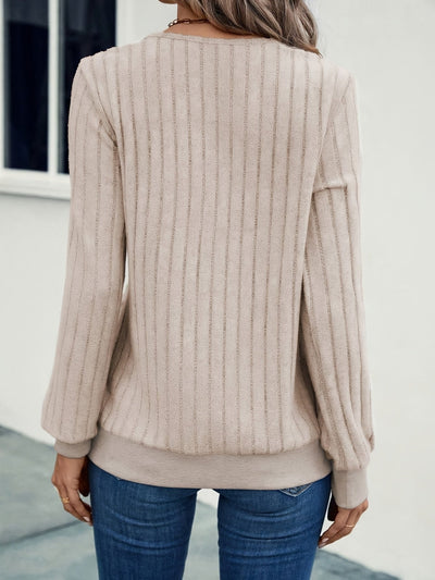 Sally - Stylish Ribbed V-Neck Long Sleeve