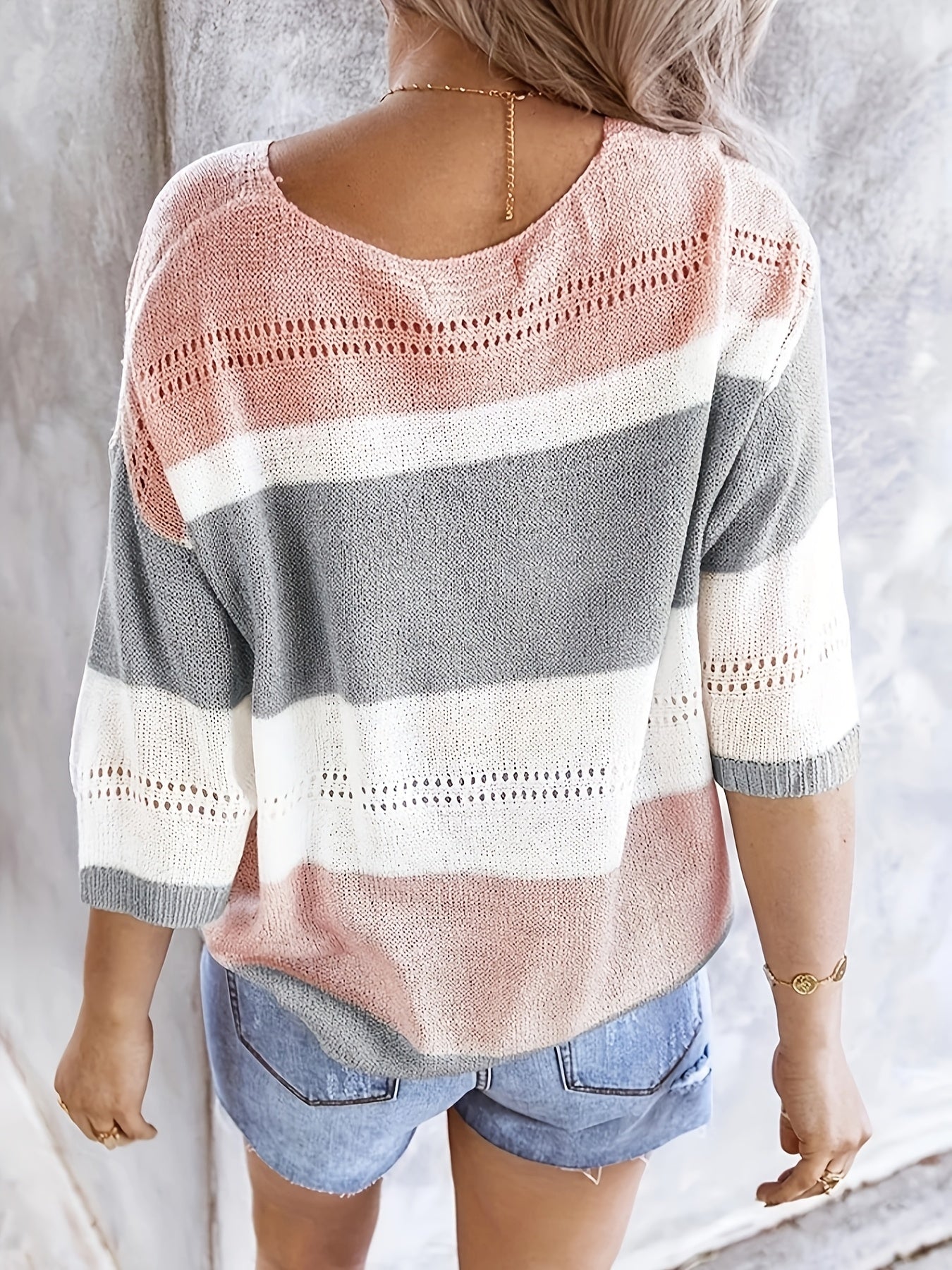 Rita - Casual Striped V-Neck Knit Top