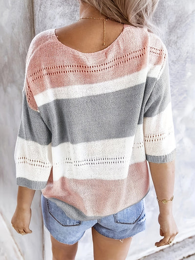 Rita - Casual Striped V-Neck Knit Top